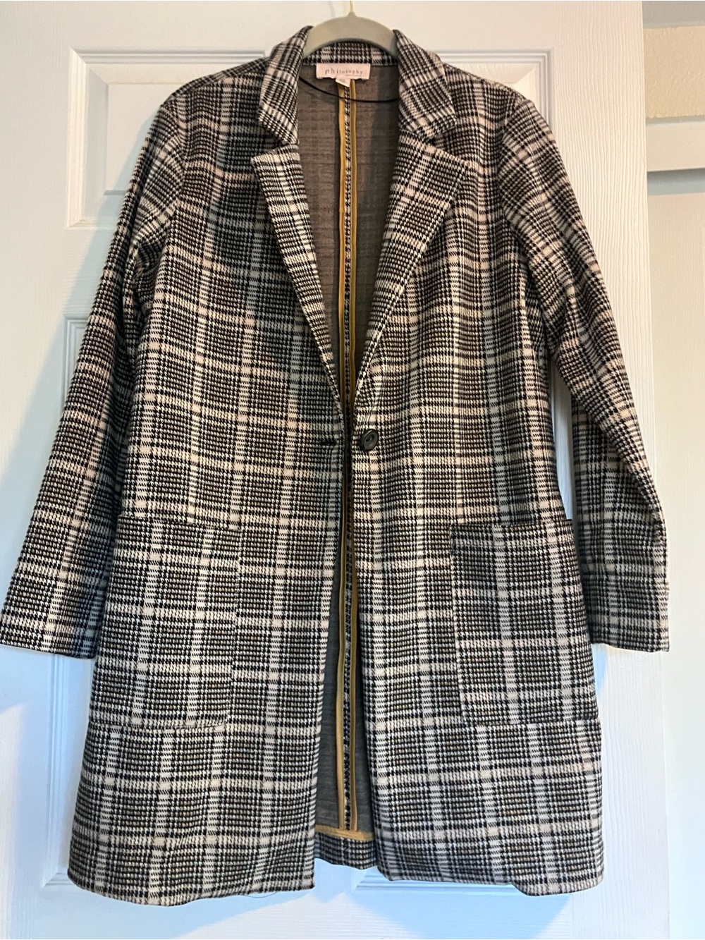Philosophy Black & White Plaid Single-Button Coat